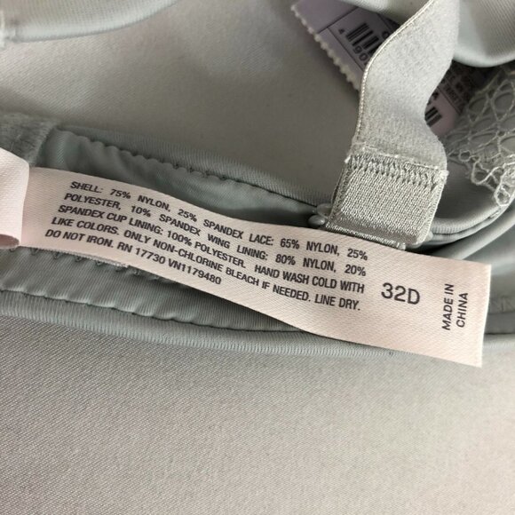 Auden Bra The Radiant Plunge Push-Up Lace Trim Gray 32D - Picture 5 of 5